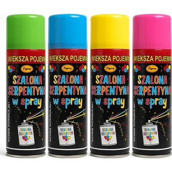 Party dekorace SERPENTÝNA VE SPREJI S BAREVNÝMI KONFETAMI NA PÁRTY SADA 4 KUSŮ