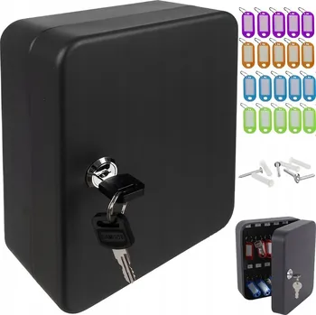 Skříňka na klíč SKŘÍŇKA NA KLÍČE S HÁČKY, 20 ks, KOVOVÁ, ČERNÁ, NA ZEĎ