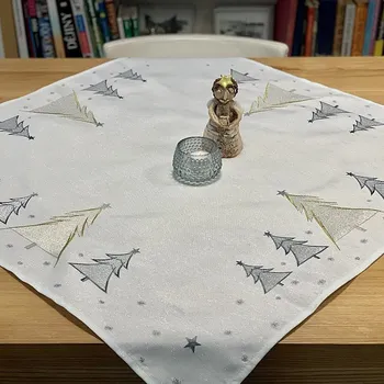 ubrus BYTEMA Vyšívaný ubrus a šál ŠEDO ZLATÉ STROMEČKY 30 cm