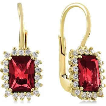 Náušnice Lillian Vassago Zlaté patentové náušnice s rubínem a zirkony LLV22-GER125YR