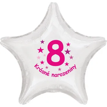 Balónek Krásné 8. narozeniny fóliový balónek hvězda pro holky Balonky.cz b85043