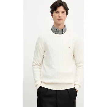 Pánský svetr Bavlněný svetr Tommy Hilfiger bílá barva, MW0MW33132 01A, vel. L