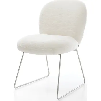 Jídelní židle DELIFE Jídelní židle Nube-Flex bouclé měkký béžová tenká podnož nerezová ocel taštičkové pružiny