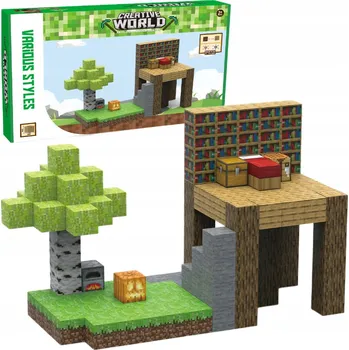 ostatní stavebnice CREATIVE WORLD SADA MAGNETICKÝCH STAVEBNICE JAKO MINECRAFT LESNÍ KNIHOVNA 3D