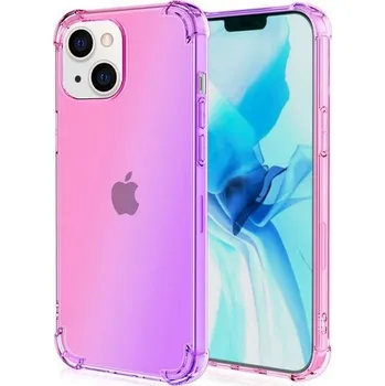 Pouzdro na mobilní telefon Kryt iPhone 13 mini silikon Shock duhový růžovo-fialový (obal neboli pouzdro na iPhone 13 mini)