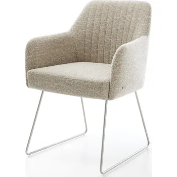 Jídelní židle DELIFE Jídelní židle Greg-Flex tkanina Měkký béžová tenká podnož nerezová ocel taštičkové pružiny