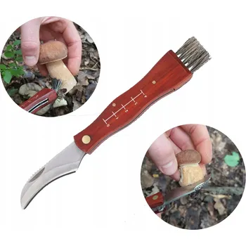 Kuchyňský nůž Nůž zavírací nůž na houby Ikonka 8 cm dřevěný s kartáčkem