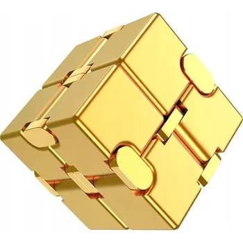 Hlavolam Stolní hra Antistresová kostka Cube kovová - zlatá