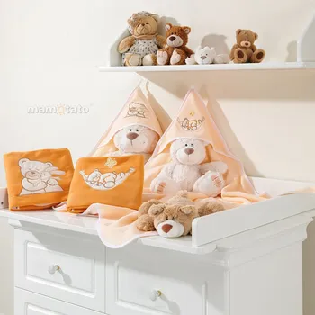 Dětská deka Roztomilá dečka s vyšívkou 80 x 95 cm - orange, různé výšivky medvídků