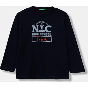 Dětské bavlněné tričko s dlouhým rukávem United Colors of Benetton 3JERG10K5.P.seasonal námořnická modř 59X, vel. 116