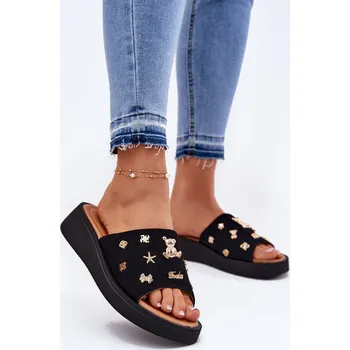 Dámské žabky Dámské Semišové Pantofle S Připínáky Černé Vinceza 66741 36