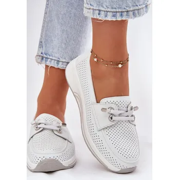 Dámské polobotky Kožené Polobotky Z Přírodní Kůže Na Platformě Artiker 56C2101 Bílé 37