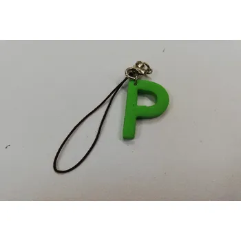 Přívěsek Fimo přívěsek na mobil - písmeno "P" zelený