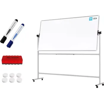 Allboards Mobilní tabule TM Idea, oboustranná, otočná, za sucha stíratelná, magnetická, 200x100 cm – řada FLEX,, DMB2010