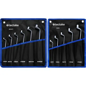 Sada nářadí TecTake GmbH 406489 sada oboustranných očkových klíčů 11dílná, metrická a palcová - černá/stříbrná