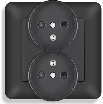 Elektrická zásuvka UNIC Elektrická dvojzásuvka 2x230V černá plast