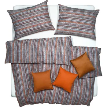 Povlečení SCANquilt povlečení KREP proužky tyrkysovohnědá 140 x 200/70 x 90 cm