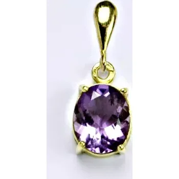 Přívěsek Zlatý přívěsek přírodní ametyst - P1242 žluté zlato (Zlatý přívěsek s přírodním ametystem 10x8 mm)