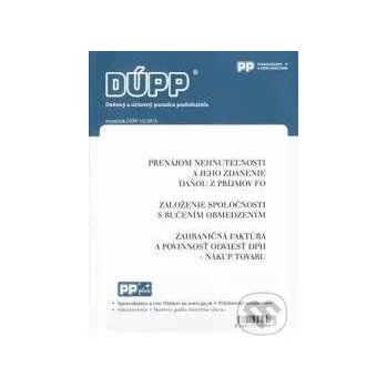 Doplněk ke knize DUPP 15/2013 Prenájom nehnutelnosti a jeho zdanenie daňou z príjmov FO - Poradca podnikateľa Poradca podnikateľa