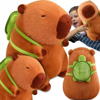 plyšák KAPYBARA PLYŠÁK S ŽELVÍM BATOHEM V SADĚ 2v1 31 cm