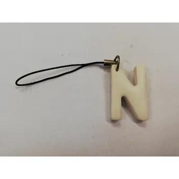 Přívěsek Fimo přívěsek na mobil - písmeno "N" bílý