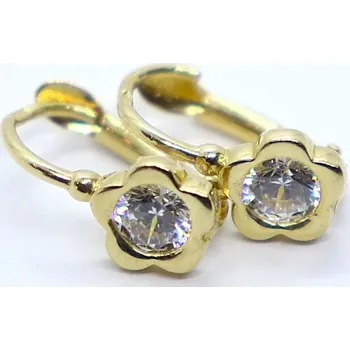 Náušnice Klenoty Budín Dívčí klasické zlaté náušnice se zirkony na patent 585/1,23gr HK2386 (Klenoty Budín Dívčí klasické zlaté náušnice se zirkony na patent 585/1,23gr HK2386)