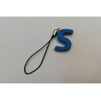 Přívěsek Fimo přívěsek na mobil - písmeno "S" modrý
