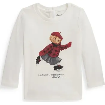 Pánské tričko Dětské bavlněné tričko s dlouhým rukávem Polo Ralph Lauren 310P00435001 béžová 01X, vel. 80-83