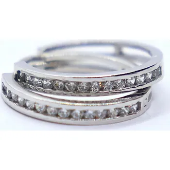 Náušnice Klenoty Budín Dámské zlaté kruhové náušnice se zirkony z bílého zlata 585/1,50gr HK2410 (Klenoty Budín Dámské zlaté kruhové náušnice se zirkony z bílého zlata 585/1,50gr HK2410)