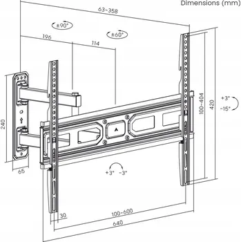 Televizní držák Nástěnný držák Maclean MC-798N pro televizory 37-70 palců, nosnost 35 kg