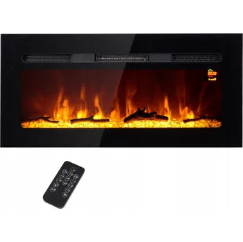 Elektrický nástěnný krb s topením Homcom černý 1800 W 15,8 x 45 x 91,4 cm