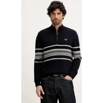 Pánský svetr Vlněný svetr Barbour Kepwick pánský, tmavomodrá barva, s pologolfem, MKN1708 59X, vel. S