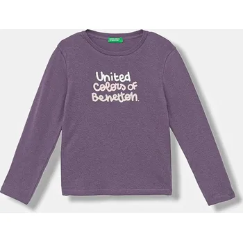 Chlapecké tričko Dětské bavlněné tričko s dlouhým rukávem United Colors of Benetton fialová barva, 3I9WG10JS 3I9WG10JS.P.seasonal 45X, vel. 98
