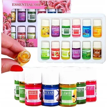 SADA 12 KUSŮ AROMATERAPEUTICKÝCH OLEJŮ ÉTERICKÝ OLEJ DO AROMALAMPY VONNÝ