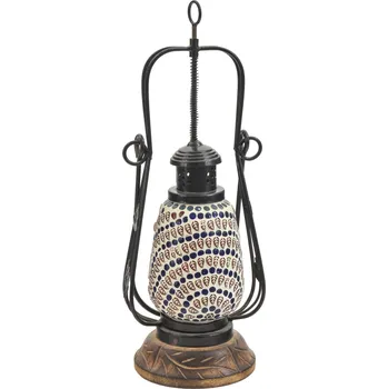 Svícen SANU BABU Mozaiková lucerna na svíčku ve tvaru petrolejky, 14x14x43cm (0R)