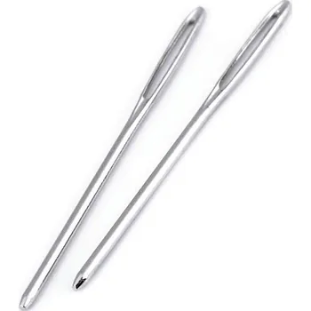 Nástroj na niť a příze Jehly kovové tupé délka 50; 60; 70 mm na vlnu, vyšívání, malé, 2 (60 mm) nikl
