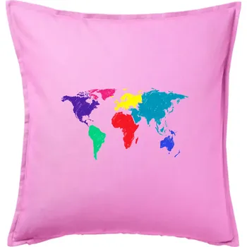Polštář Světové kontinenty bez názvů - barevné - Polštář 50x50 - 50x50 - Pouze potah ( Růžová )
