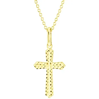 Náhrdelník GEMMAX Zlatý řetízek s křížkem – zlatý šperk ryzosti 585/1000 v Dárkovém balení s Certifikátem GUSYN-01018-12491