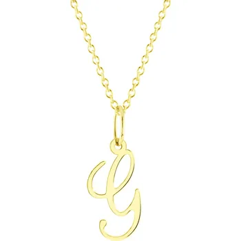 Náhrdelník GEMMAX Zlatý řetízek s písmenem „G“ - malé, psací – zlatý šperk ryzosti 585/1000 v Dárkovém balení s Certifikátem GUSYN-42641-12491