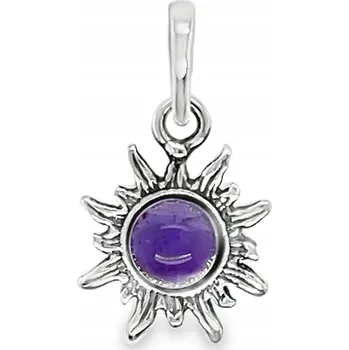 Přívěsek Stříbrný přívěsek s přírodním ametystem fialový slunce kámen stříbro FILM