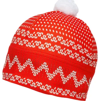 Čepice COLLM Čepice s bambulí ZMIJOVKA červená Velikost: L/XL obvod hlavy 55-60cm