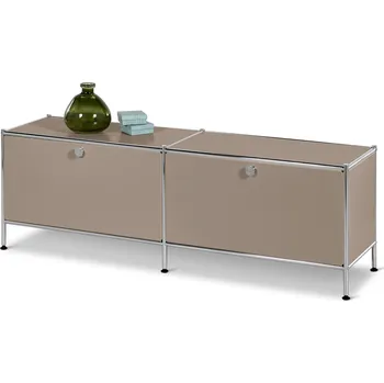 Koupelnový nábytek 684068 - Tchibo - Nízká kovová skříňka »Cn3« se 2 výklopnými dvířky, hnědošedá