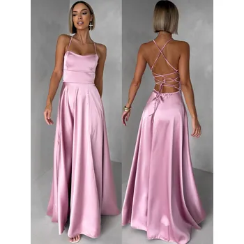 Dámské šaty Starorůžové dlouhé plesové šaty CELLINES se šněrováním Velikost: S