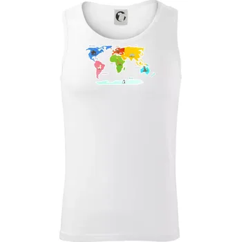 Světové kontinenty s názvy a zvířátky - Tílko pánské Core - 2XL ( Bílá )