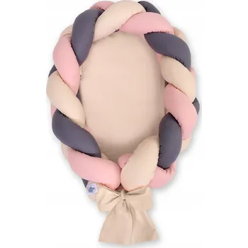 Hnízdečko pro miminko Hnízdečko pro miminko pletené 2 v 1 - béžová-starorůžová-antracit My Sweet Baby