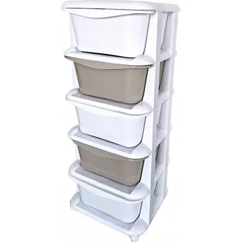 Úložný box Plastový regál s koši na hračky, skříňka se zásuvkami, 5 polic, na kolečkách 36x86 cm vícebarevná