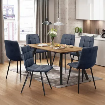 Jídelní stůl Jídelní stůl 140x80 BERGEN dub + 6 židlí BERGEN šedá