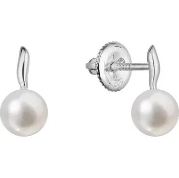 Náušnice Zlaté 14 karátové náušnice pecky bílé zlato s bílou říční perlou 81P00049