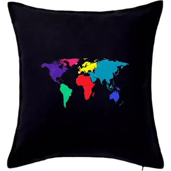 Polštář Světové kontinenty bez názvů - barevné - Polštář 50x50 - 50x50 - Pouze potah ( Černá )
