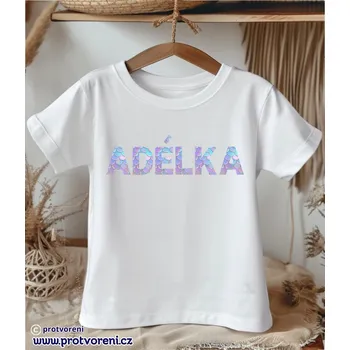 Trička s potiskem Tričko s potiskem, Vytvořte si vlastní originální tričko se jménem, STYL ŠUPINY modro-růžové, 1 ks zvolte VELIKOST trička ZDE:: 5/6 let Beagle